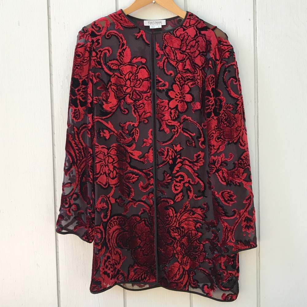 Vintage Kay Unger Evening Jacket Silk Velvet Mesh